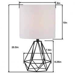 Detroit 20 .5 in. Black Table Lamp with with White Shade (Set of 2) by Maxax -Maxax Elegant store black maxax table lamps t25 bk fa 1000