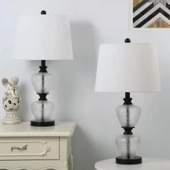 San Francisco 25 .5" Black Table Lamp Set With White Shade (Set of 2) by Maxax -Maxax Elegant store black maxax table lamps t51 bk 44 1000