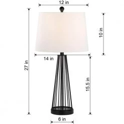 Detroit 27 " Black Table Lamp Set With White Shade (Set of 2) by Maxax -Maxax Elegant store black maxax table lamps t53 bk 40 1000