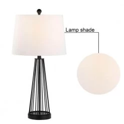 Detroit 27 " Black Table Lamp Set With White Shade (Set of 2) by Maxax -Maxax Elegant store black maxax table lamps t53 bk 4f 1000