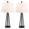 Detroit 27 " Black Table Lamp Set With White Shade (Set of 2) by Maxax