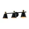 Houston 21.65 in. 3-Light Dimmable Black/Gold Vanity Light by Maxax