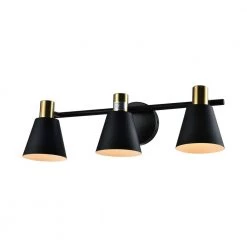 Houston 21.65 in. 3-Light Dimmable Black/Gold Vanity Light by Maxax