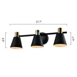 Houston 21.65 in. 3-Light Dimmable Black/Gold Vanity Light by Maxax -Maxax Elegant store black maxax vanity lighting d156 3b6 c3 1000