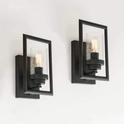 Houston 1-Light Antique Black Dimmable Candle Wall Light (Set of 2) by Maxax