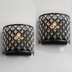 Indianapolis 1-Light Black Flush Mounted Sconce Dimmable (Set of 2) by Maxax