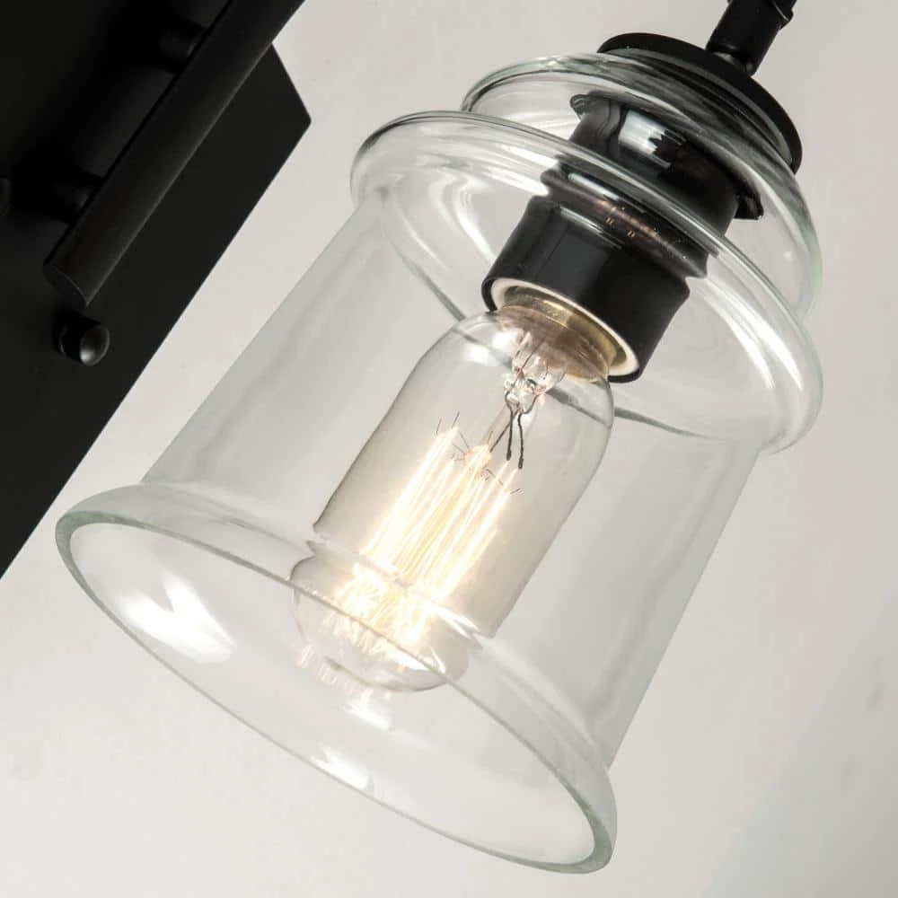 Houston 1-Light Black Dimmable Antique Armed Sconce With Glass Shade (Set of 2) by Maxax 4 Houston 1-Light Black Dimmable Antique Armed Sconce With Glass Shade (Set of 2) by Maxax - Image 4