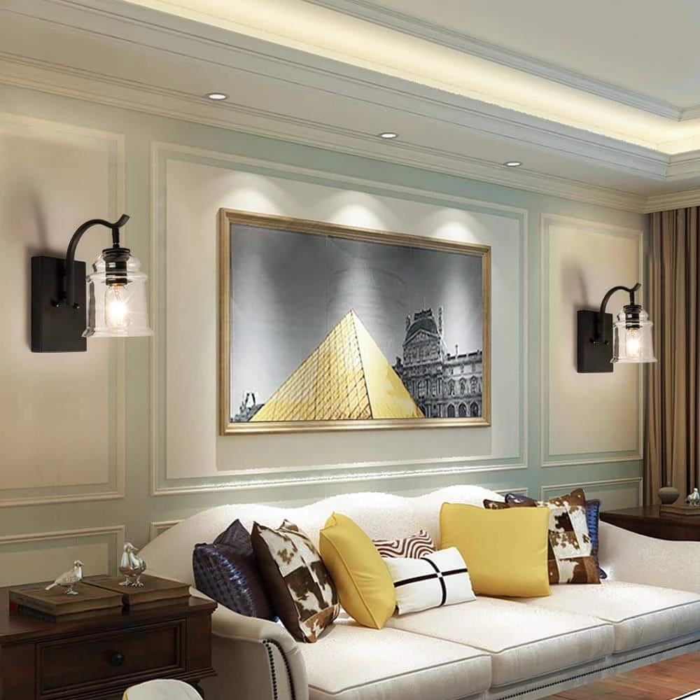 Houston 1-Light Black Dimmable Antique Armed Sconce With Glass Shade (Set of 2) by Maxax 7 Houston 1-Light Black Dimmable Antique Armed Sconce With Glass Shade (Set of 2) by Maxax - Image 7