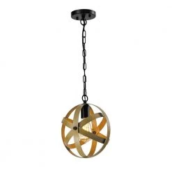 Frankfort 1 - Light Black/Natural Single Globe Pendant by Maxax