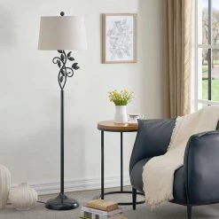 Chicago 59 in. Black Traditional Metal Floor Lamp with Teal Shade by Maxax