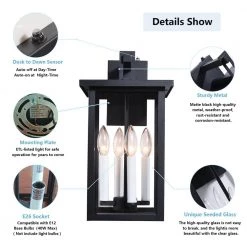 Hawaii 16.7 in. H 4-Bulb Black / White Hardwired Outdoor Wall Lantern Sconce with Dusk to Dawn by Maxax 15 Hawaii 16.7 in. H 4-Bulb Black / White Hardwired Outdoor Wall Lantern Sconce with Dusk to Dawn by Maxax -Maxax Elegant store black white maxax outdoor sconces 2530 4wl 4f 1000