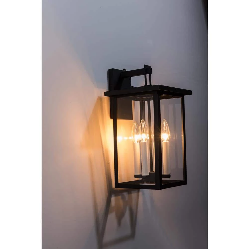 Hawaii 16.7 in. H 4-Bulb Black / White Hardwired Outdoor Wall Lantern Sconce with Dusk to Dawn by Maxax 5 Hawaii 16.7 in. H 4-Bulb Black / White Hardwired Outdoor Wall Lantern Sconce with Dusk to Dawn by Maxax - Image 5