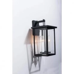 Hawaii 16.7 in. H 4-Bulb Black / White Hardwired Outdoor Wall Lantern Sconce with Dusk to Dawn by Maxax 18 Hawaii 16.7 in. H 4-Bulb Black / White Hardwired Outdoor Wall Lantern Sconce with Dusk to Dawn by Maxax -Maxax Elegant store black white maxax outdoor sconces 2530 4wl fa 1000