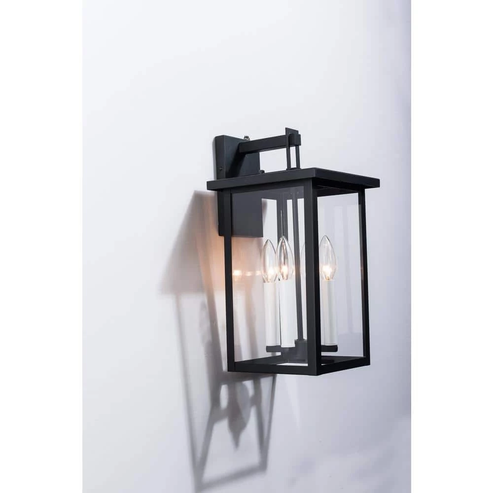 Hawaii 16.7 in. H 4-Bulb Black / White Hardwired Outdoor Wall Lantern Sconce with Dusk to Dawn by Maxax 9 Hawaii 16.7 in. H 4-Bulb Black / White Hardwired Outdoor Wall Lantern Sconce with Dusk to Dawn by Maxax - Image 9