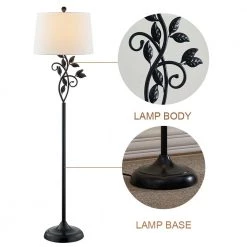 Chicago 59 " Black Traditional Metal Floor Lamp With White Shade by Maxax -Maxax Elegant store black white shade maxax floor lamps f04 white 1f 1000