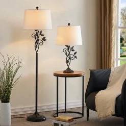 Chicago 59 " Black Traditional Metal Floor Lamp With White Shade by Maxax -Maxax Elegant store black white shade maxax floor lamps f04 white 44 1000