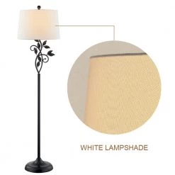 Chicago 59 " Black Traditional Metal Floor Lamp With White Shade by Maxax -Maxax Elegant store black white shade maxax floor lamps f04 white 4f 1000