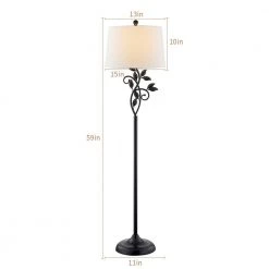 Chicago 59 " Black Traditional Metal Floor Lamp With White Shade by Maxax -Maxax Elegant store black white shade maxax floor lamps f04 white c3 1000