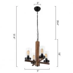 Nashville 4 -Light Candle Styleand Shaded Classic/Traditional Farmhouseand Country Style Chandelier by Maxax -Maxax Elegant store black wood maxax chandeliers 19162 4wg 76 1000