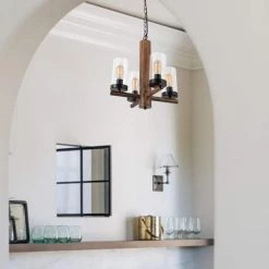 Nashville 4 -Light Candle Styleand Shaded Classic/Traditional Farmhouseand Country Style Chandelier by Maxax -Maxax Elegant store black wood maxax chandeliers 19162 4wg c3 1000