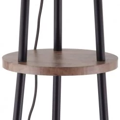 New York 65 in. Wood Grain and Black Metal Floor Lamp with Table Shelves by Maxax -Maxax Elegant store black wood maxax floor lamps f66 wd a0 1000