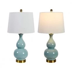 Sacramento 26.75 in. Blue Table Lamp Set with USB (Set of 2) by Maxax -Maxax Elegant store blue maxax table lamps t08 bu 4f 1000
