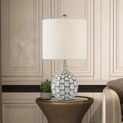 Sacramento 17.5 in. Blue Table Lamp Set with White Shade by Maxax -Maxax Elegant store blue maxax table lamps t36 wb s 4f 1000