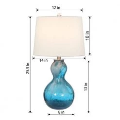 Columbia 25 .5" Blue Glass Table Lamp Set With White Shade (Set of 2) by Maxax -Maxax Elegant store blue maxax table lamps t43 bu 1f 1000