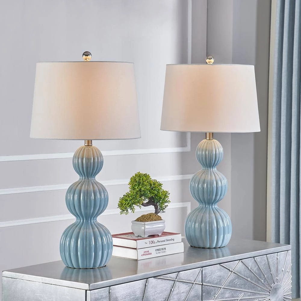 Columbia 28 " Blue Table Lamp Set With White Shade (Set of 2) by Maxax 8 Columbia 28 " Blue Table Lamp Set With White Shade (Set of 2) by Maxax - Image 8