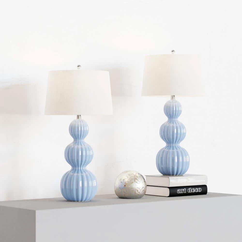 Columbia 28 " Blue Table Lamp Set With White Shade (Set of 2) by Maxax 2 Columbia 28 " Blue Table Lamp Set With White Shade (Set of 2) by Maxax - Image 2