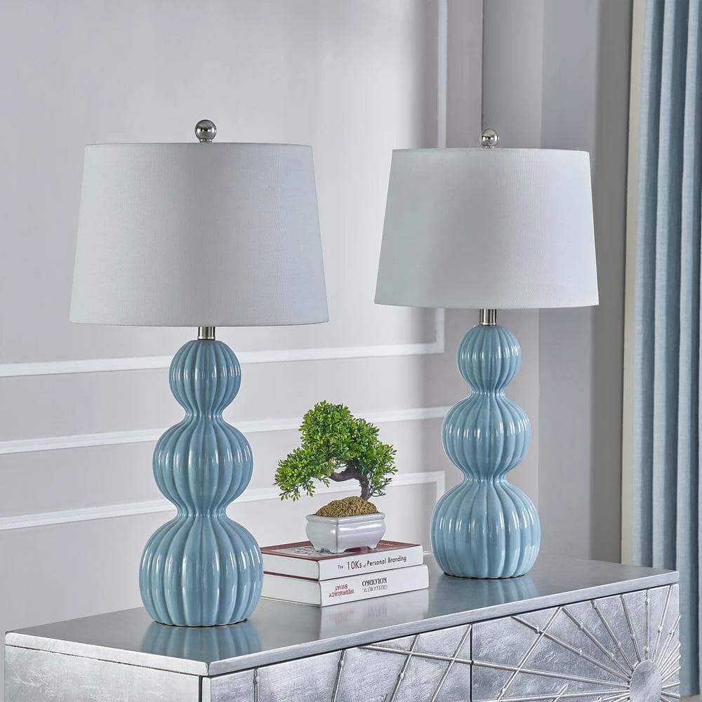 Columbia 28 " Blue Table Lamp Set With White Shade (Set of 2) by Maxax 7 Columbia 28 " Blue Table Lamp Set With White Shade (Set of 2) by Maxax - Image 7