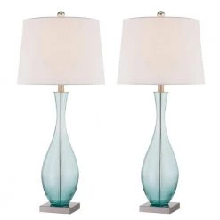 Denver 30.5 in. Blue Table Lamp Set with USB (Set of 2) by Maxax