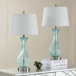Denver 21 '' Blue Table Lamp Set With White Shade (Set of 2) by Maxax -Maxax Elegant store blue maxax table lamps t78 bu 1d 1000