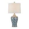 Sacramento 25 in. Blue/White Ceramic Table Lamp, Traditional Chinoiserie Bedside Lamp by Maxax