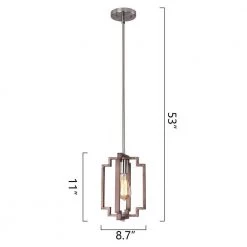 Hartford 1-Light Lantern Brass/Nickel Square/Rectangle Pendant with Wrought Iron Accents by Maxax -Maxax Elegant store brass nickel maxax chandeliers mx1920 p1 4f 1000