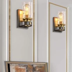 Houston 1-Light Bronze/Black Dimmable Wrought Iron Armed Sconce Wall (Set of 2) by Maxax -Maxax Elegant store bronze black maxax vanity lighting mx21025 1gd 4f 1000