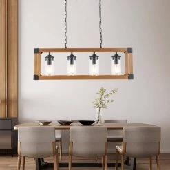 Madison 4-Light Brown/Black Dimmable Kitchen Island Square/Rectangle Chandelier by Maxax -Maxax Elegant store brown black maxax chandeliers mx19045 4 p 1f 1000