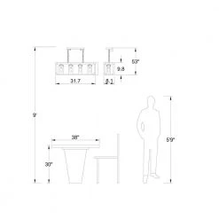 Madison 4-Light Brown/Black Dimmable Kitchen Island Square/Rectangle Chandelier by Maxax -Maxax Elegant store brown black maxax chandeliers mx19045 4 p 4f 1000