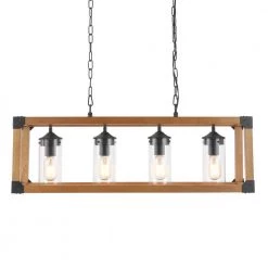 Madison 4-Light Brown/Black Dimmable Kitchen Island Square/Rectangle Chandelier by Maxax