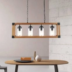 Madison 4-Light Brown/Black Dimmable Kitchen Island Square/Rectangle Chandelier by Maxax -Maxax Elegant store brown black maxax chandeliers mx19045 4 p 76 1000
