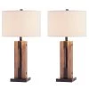 Lilith 28 in. Brown/Black Table Lamp Set with USB (Set of 2) by Maxax