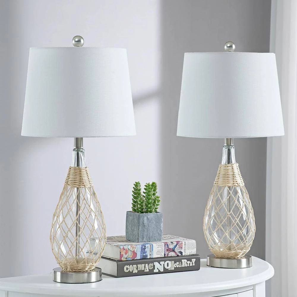 Denver 24.5 in. H Brown/Clear Bedside Table Lamp Set (Set of 2) by Maxax 1 Denver 24.5 in. H Brown/Clear Bedside Table Lamp Set (Set of 2) by Maxax