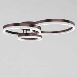 Carson 3-Light 31.8 in. Brown Cluster Circle LED Semi-Flush Mount by Maxax -Maxax Elegant store brown maxax flush mount lights yx 17 fm 4f 1000