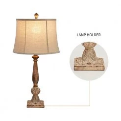 Salem 27 .5" Brown Table Lamp Set With Teal Shade (Set of 2) by Maxax -Maxax Elegant store brown maxax table lamps t09 poly 44 1000