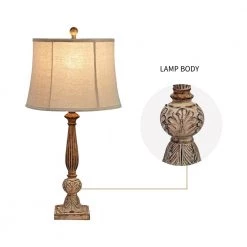 Salem 27 .5" Brown Table Lamp Set With Teal Shade (Set of 2) by Maxax -Maxax Elegant store brown maxax table lamps t09 poly 4f 1000