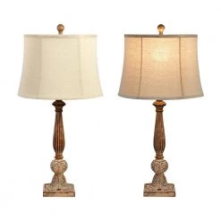 Salem 27 .5" Brown Table Lamp Set With Teal Shade (Set of 2) by Maxax -Maxax Elegant store brown maxax table lamps t09 poly 76 1000