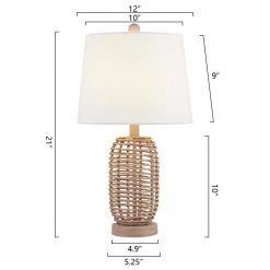 Heideman 21 in. Brown Bedside Natural Rattan Table Lamp Set (Set Of 2) by Maxax -Maxax Elegant store brown maxax table lamps t124 nat 40 1000