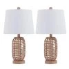 Heideman 21 in. Brown Bedside Natural Rattan Table Lamp Set (Set Of 2) by Maxax