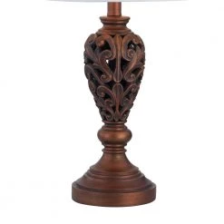 Cincinati 24 in. Brown Table Lamp Set With White Shade by Maxax -Maxax Elegant store brown maxax table lamps t80 bn 44 1000