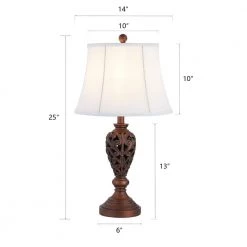 Cincinati 24 in. Brown Table Lamp Set With White Shade by Maxax -Maxax Elegant store brown maxax table lamps t80 bn c3 1000